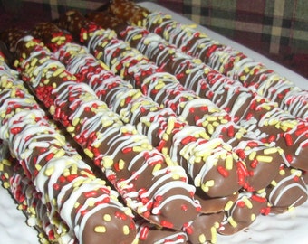 1 Gourmet Chocolate Covered Pretzel Rods - 1 Dozen