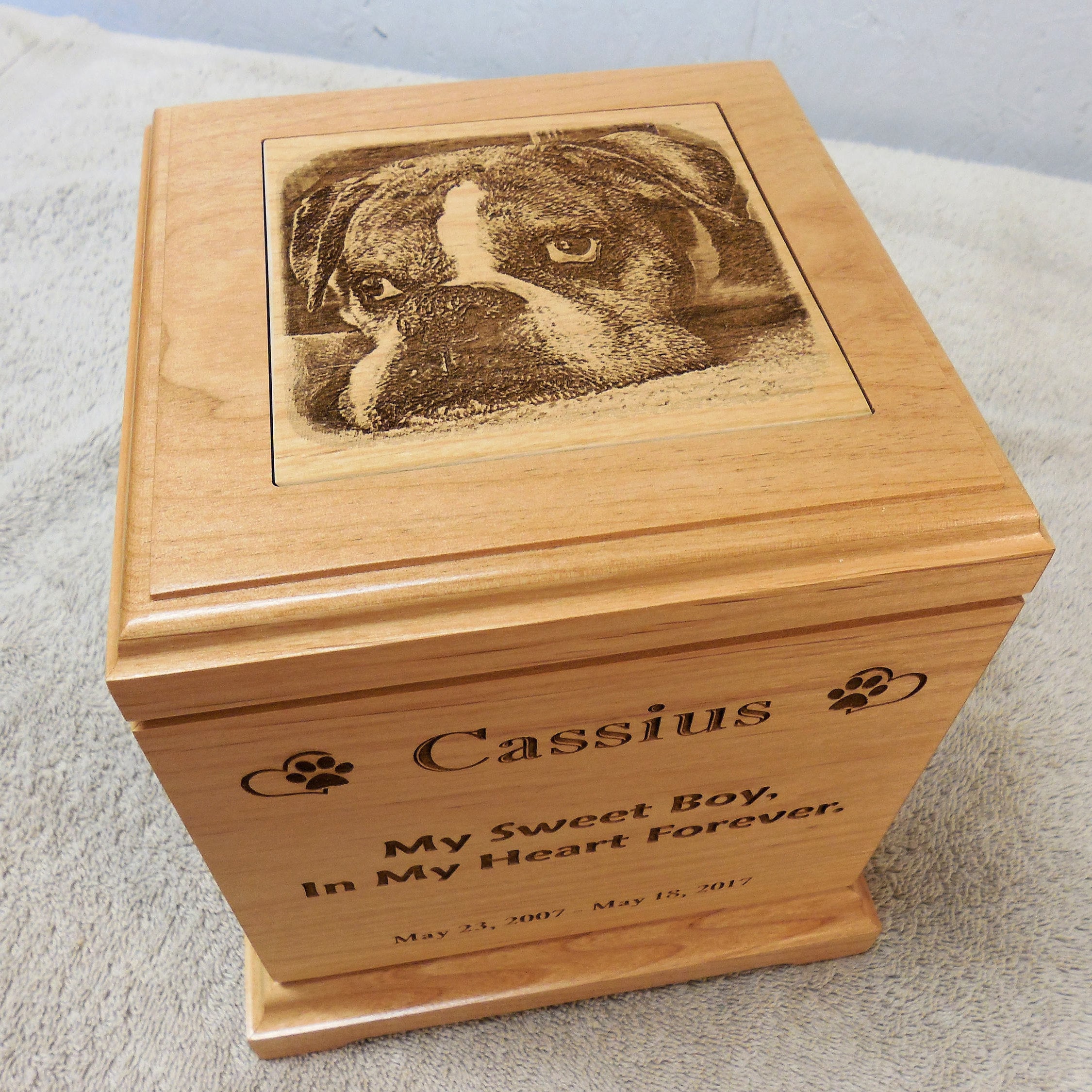 Large Dog Urn Pet Urn Laser Engraved Alder Wood Etsy