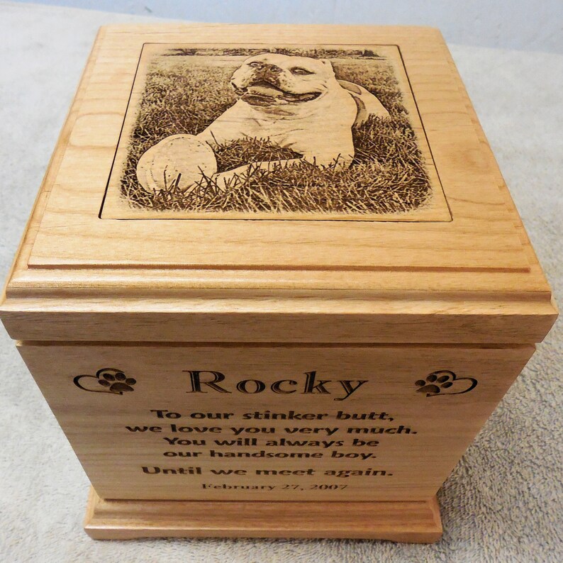 Large Dog Urn Pet Urn Laser Engraved Alder Wood Etsy