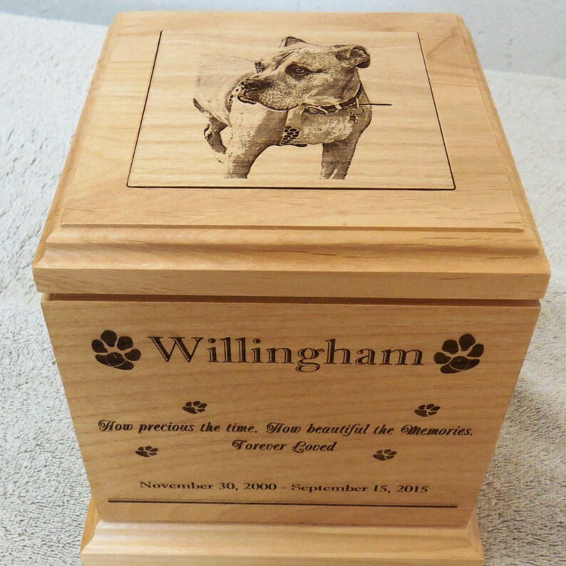 Large Dog Urn Pet Urn Laser Engraved Alder Wood Etsy