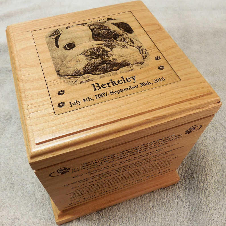 Large Dog Urn Pet Urn Laser Engraved Alder Wood Etsy