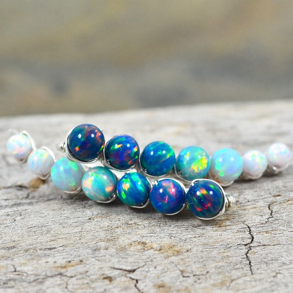 Sterling Silver Blue Fiery Opal Dangle Earrings - Etsy