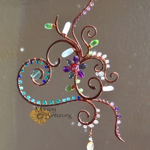 Atrapasueños de flores con forma de corazón súper brillante, prismas de cristal, alambre de piedras preciosas, decoración para patio y jardín, regalo para el Día de la Madre, creador de arcoíris