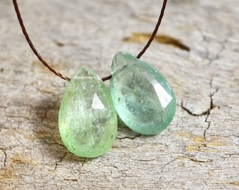 Floating Green Kyanite necklace, Silkon thread barely there dainty grassy lime mint gemstone pendant knotted jewelry vegan daughter gift