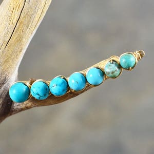 Turquoise ear climbers, 14k Gold Filled gemstone crawlers, ear pin Turquoise ear vines ear cuff, gemstone ear sweep, blue Aqua teal Silver