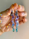 Sea Nymph ~ Luxe Ombré Waterfall earrings with Rare Crystals, Sterling Silver or 14k Gold-Filled, colorful aqua blue purple mermaid cascade