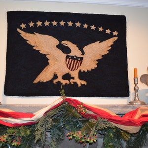 PATTERN: 13 Star Eagle American Ship Swallow Rug Hooking Pattern on linen.