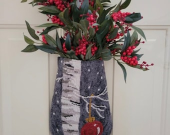 PATTERN: The Birches hanging pocket rug hooking pattern