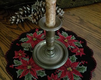 Poinsettia Candle Wreath Punch Needle Pattern