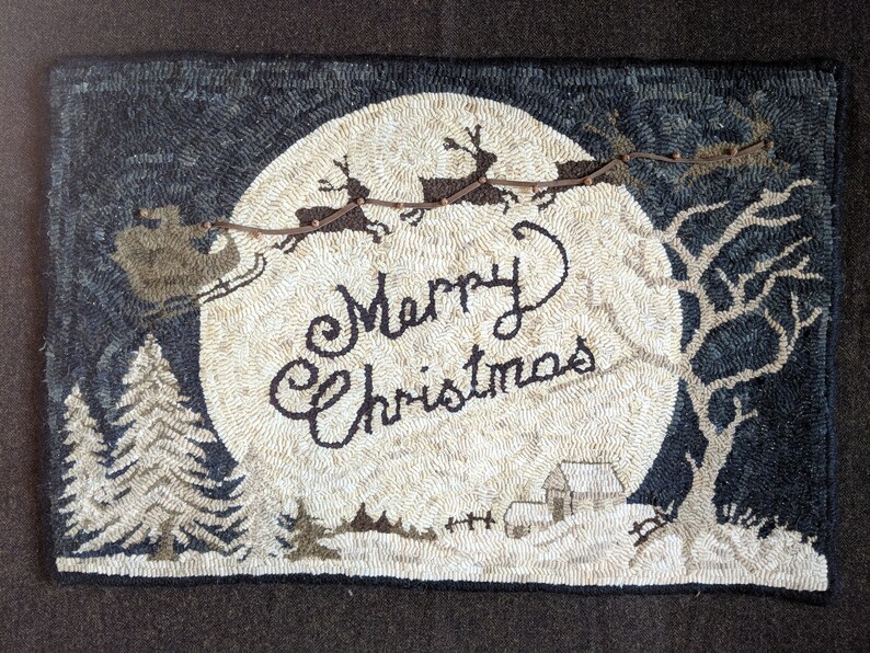 Flying Santa Rug Pattern PATTERN: Santas Midnight Ride Rug Hooking Pattern - Etsy