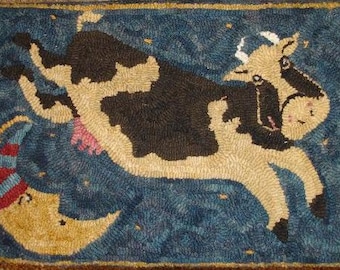 PATTERN:The Cow Jumped Over The Moon Rug Hooking Pattern