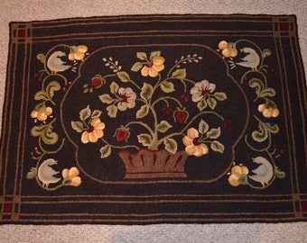 PATTERN:Portsmouth Basket Rug Hooking Pattern on Linen