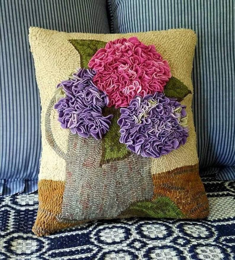 Hydrangeas Mat Rug Hooking Kit Etsy