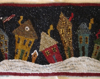 PATTERN:Crookedville at Night Rug Hooking Pattern
