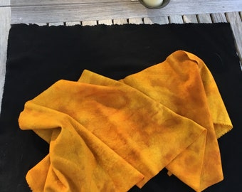 Golden Sunflowers hand dyed fat Quarter wool