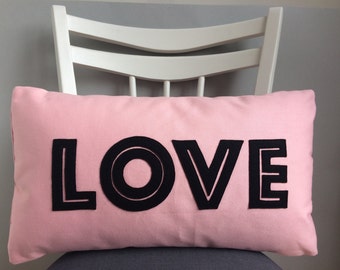 LOVE CUSHION - Pink & Black