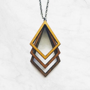 Wood Ombre Necklace • Layered Wood Pendant • Natural Necklace • Handmade Jewelry • Wood Anniversary Necklace • 5th Anniversary Gift for her