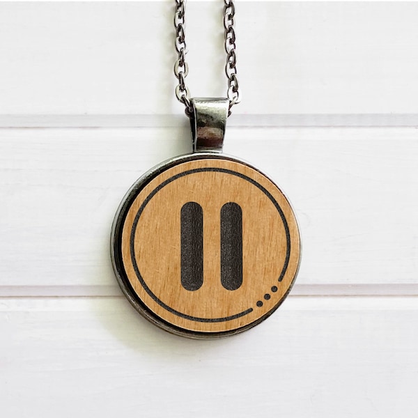 Pause Necklace - Anti-anxiety necklace, small wood pendant necklace, Zen Jewelry, Yoga necklace,