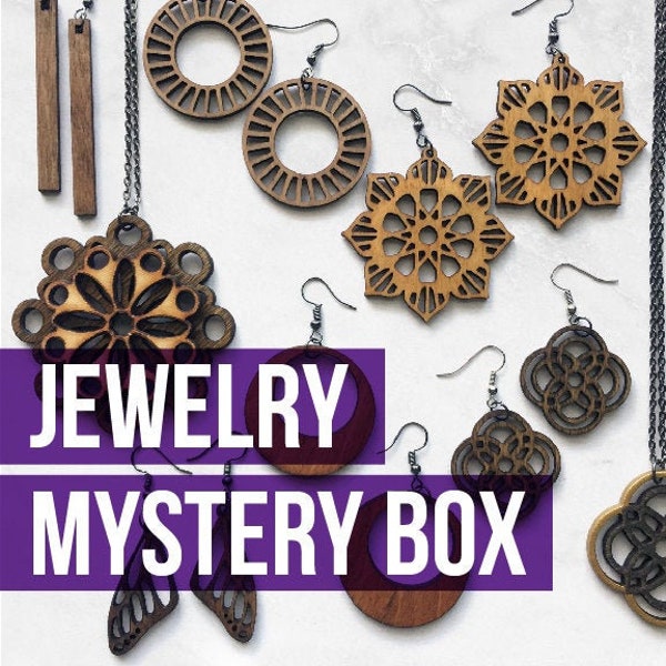 Jewelry Mystery Box -  Jewelry Grab Bag Necklaces, earrings, pendants, stone diffusers, rattan jewelery etc