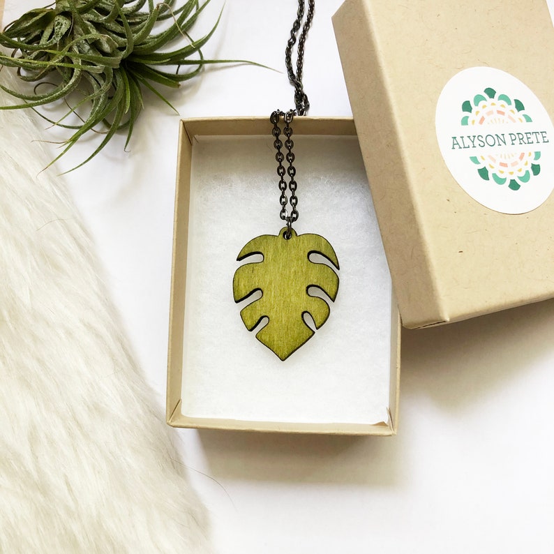 Monstera Necklace Wood Leaf Necklace Jewelry for Women - Etsy