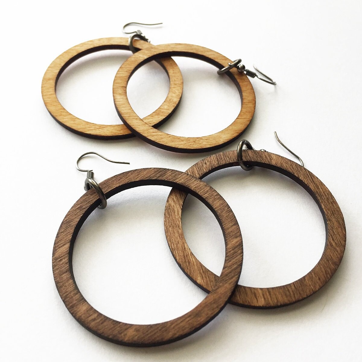 Classic Wood Hoop Earrings Wood Earrings Laser Cut Jewelry Etsy