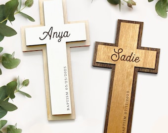 Baptism Personalized Cross - Baptism Gift, Custom Baptism Keepsake, christening cross, Nursery Wall cross