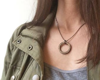 Wood Circle Necklace -  Wood Jewelry, minimal jewelry, Lightweight,Bohemian Jewelry, Gift for Women, minimal necklace, simple round necklace