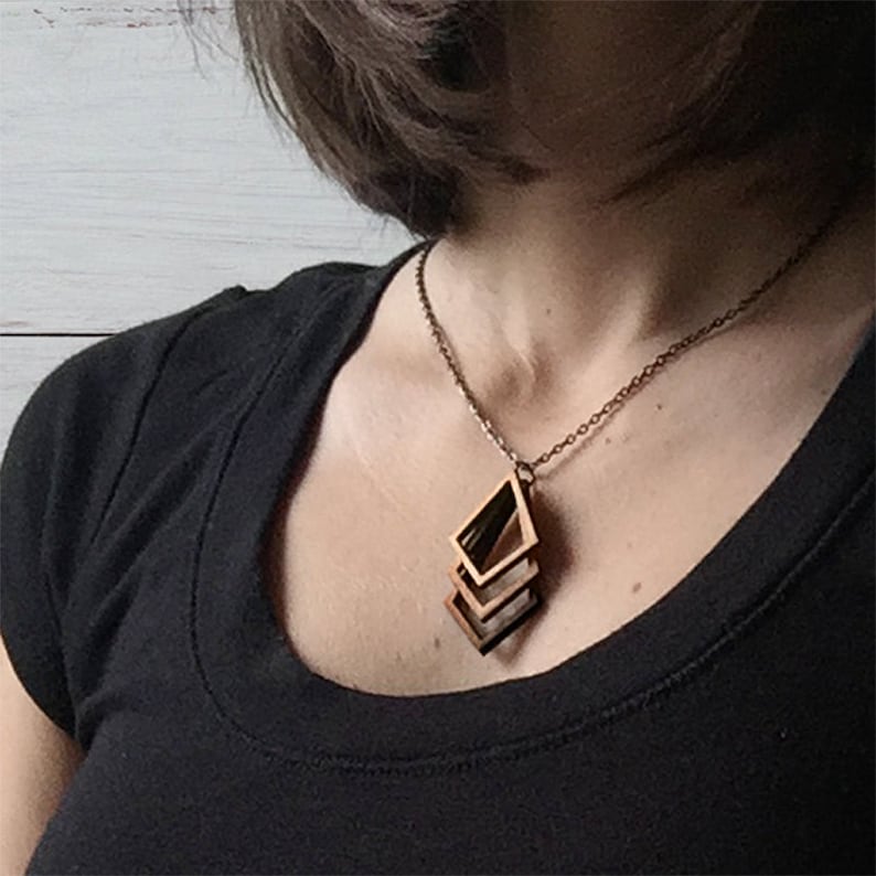Wood Jewelry Ombre Wood Necklace Set Laser Cut Jewelry Etsy