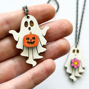 Cute Ghost Necklace • Halloween Themed Jewelry • Halloween Ghost Necklace • Halloween Gift for Her • Ghost Pendant Necklace • Spooky Ghost
