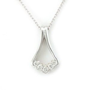Unique 5 Diamond Pendant in 14K White Gold, Diamond Pendant, Fashion Pendant