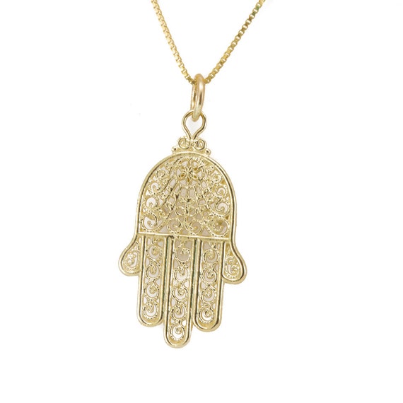 Khamsa Jewish Hand Solid Gold Charm Pendant 14k Yellow - Yellow Gold Charms Pendants Khamsa Jewish Hand Solid Gold Charm Pendant 14k Yellow - Yellow Gold Charms Pendants