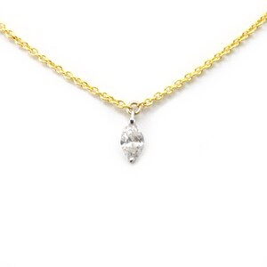 Drop Down Marquise Diamond Necklace in 14k Yellow Gold, Marquise Necklace
