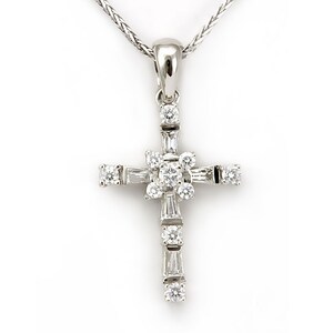 Diamond Cross Pendant, 14K White gold Ladies Pendant, Ladies Fine Jewelry, Religious Pendant