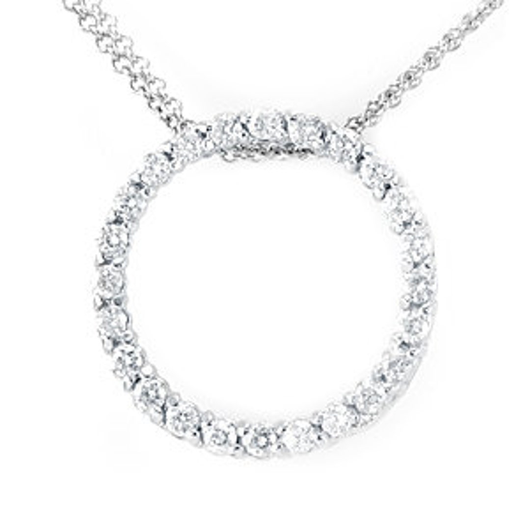 14K White Gold Eternity Pendant Ladies Fine Jewelry Etsy