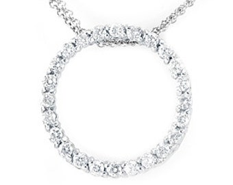 14K White Gold Eternity Pendant, Ladies Fine Jewelry