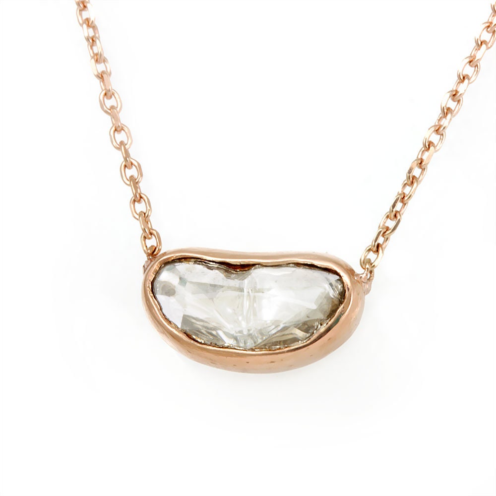 Poki Diamond Bean Shape Pendant Necklace in 14K Rose Gold -  Portugal