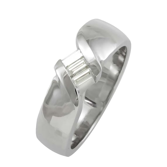Baguette Diamond Men's Band, 14K White Gold, Channel Setting, Men's Ring,  Men's Jewelry, Men's Accessory