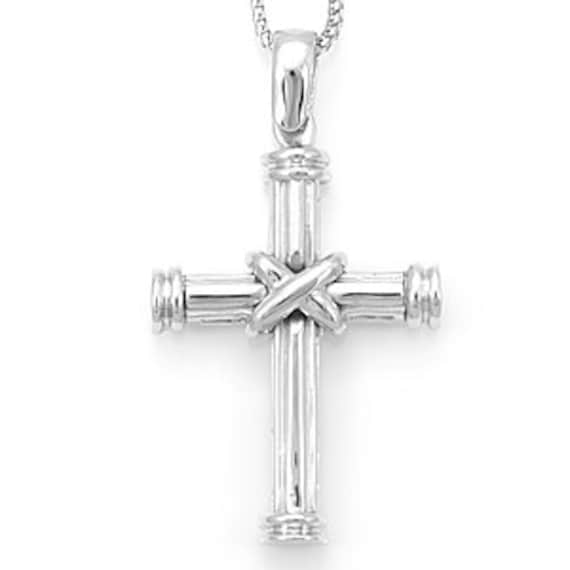 14K White Gold Cross Pendant
