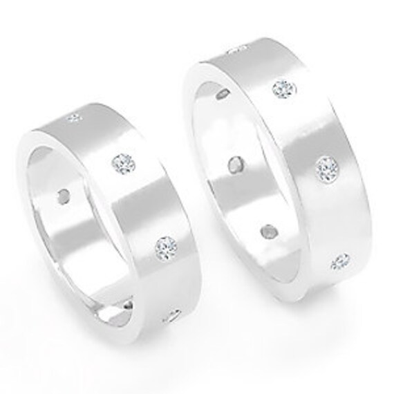 Wedding Band Sets Diamond Wedding Rings Contemporary Diamond Etsy