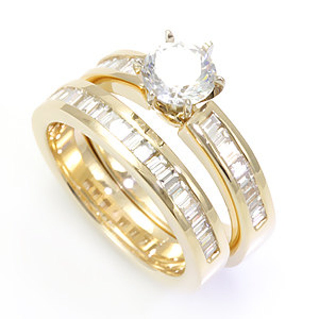 Baguette Diamonds 14K Yellow Gold Channel Setting Engagement Ring ...