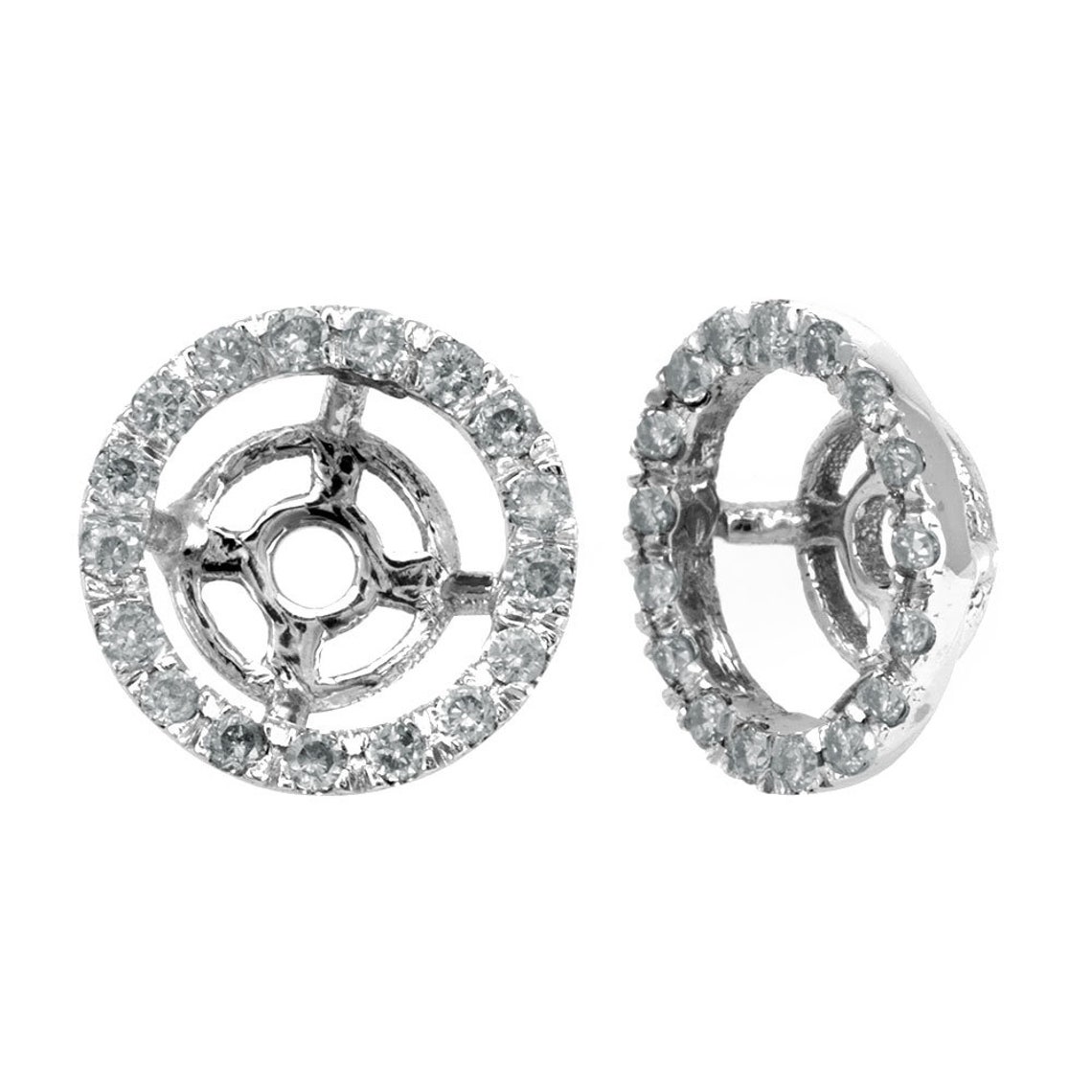 Halo Diamond Stud Earring Jacket 14K White Gold Ladies - Etsy UK