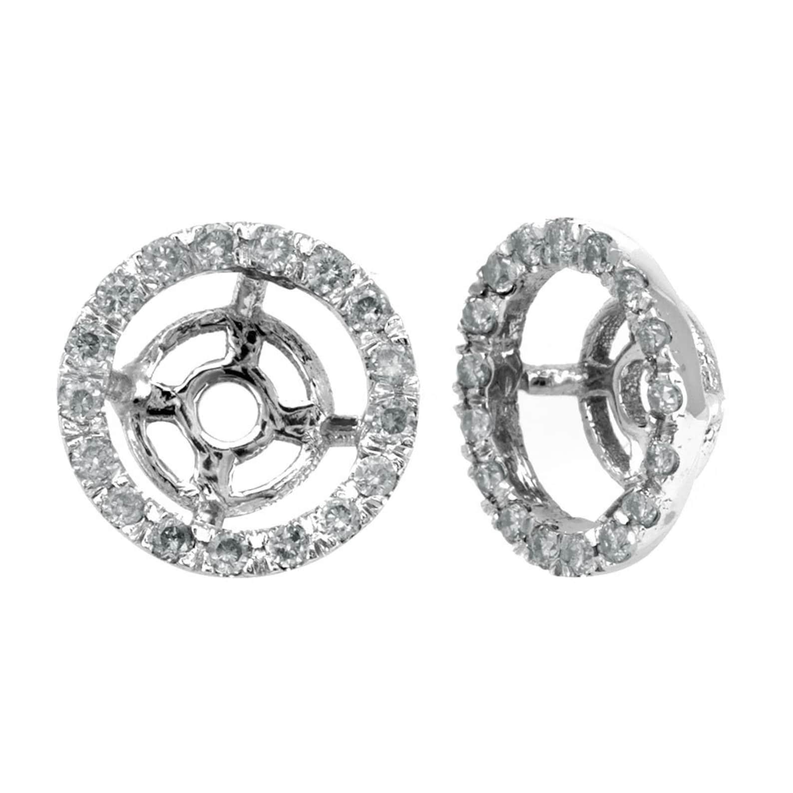 Halo Diamond Stud Earring Jacket 14K White Gold Ladies Etsy UK
