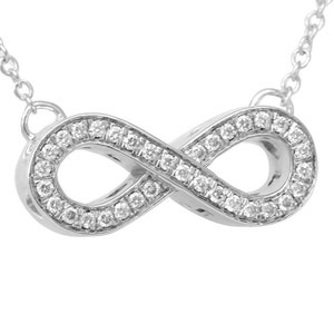infinity Diamond Pendant Necklace, 14K White Gold Infinity Pendant, Infinity Necklace