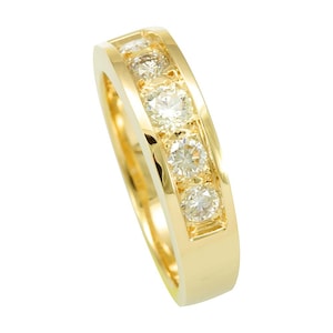 5 Round Diamond Men&#39;s Band, 14K Yellow Gold Channel Setting Men&#39;s Ring, Men&#39;s Jewelry, Men&#39;s Accessory