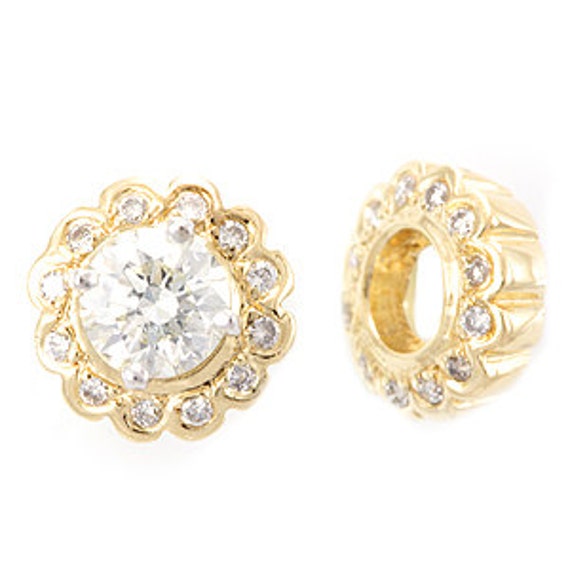 Stud Earring Diamond Jacket 14K Yellow Gold Ladies Earrings | Etsy