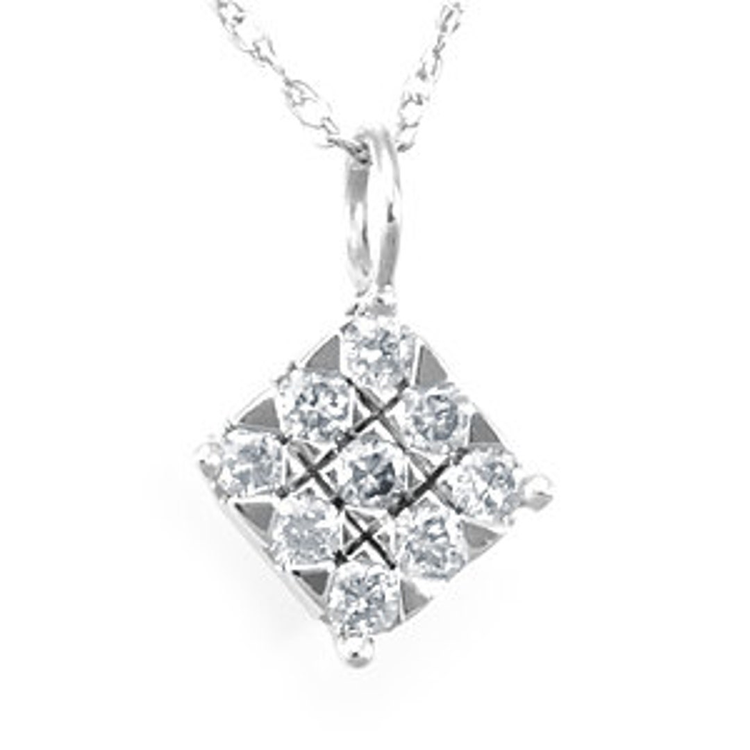 Round Diamond Pendant Necklace, 14k White Gold Ladies Pendants, Ladies