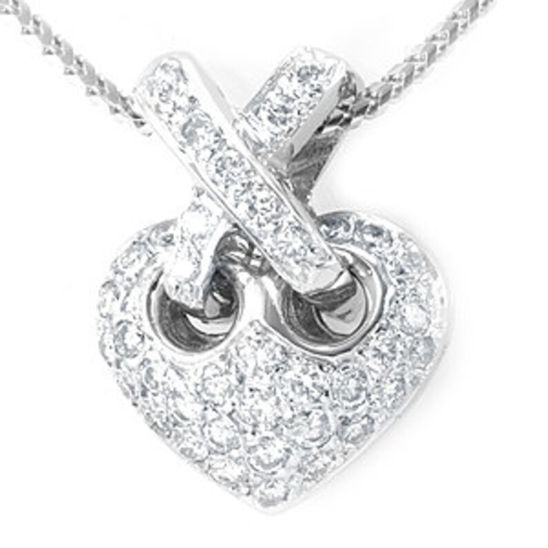 Kiss Heart Diamond Pendant, 14K White Gold Ladies Pendant, Ladies Fine Jewelry Bild 1