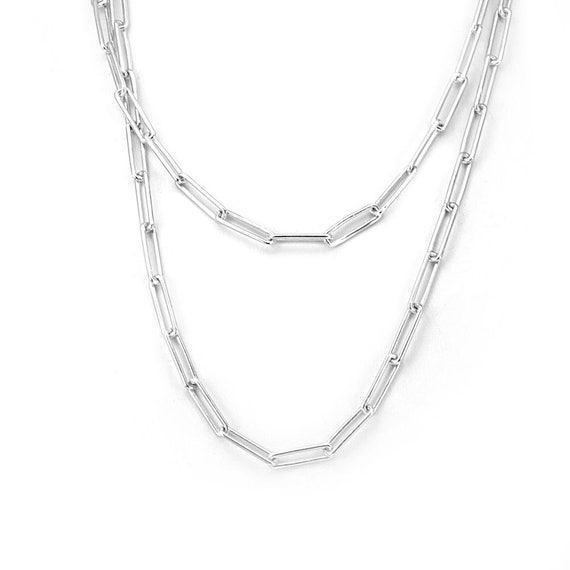 Sterling Silver Paperclip Necklace, Silver Necklace For Women, Chain N–  annikabella