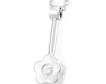 Diamond Clover Pendant, 14K White Gold Ladies Pendant, Ladies Fine Jewelry