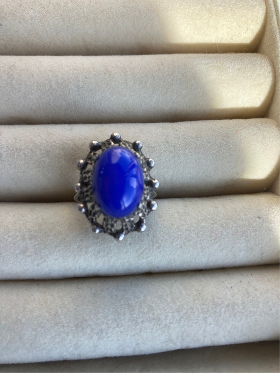 Blue Lapis 800 Silver Ring. size 6